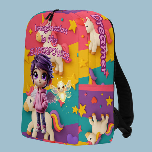 "Imagination Is My Superpower" Minimalist Backpack-Little Legends Edition