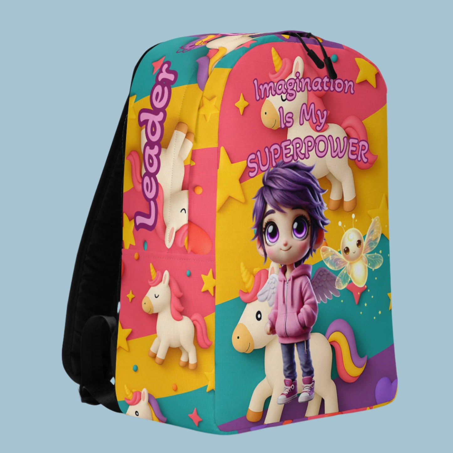 "Imagination Is My Superpower" Minimalist Backpack-Little Legends Edition