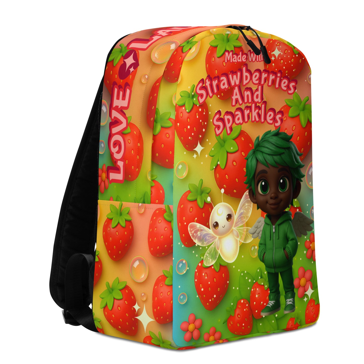 "Made with Strawberries and Sparkles" Minimalist Backpack-Little Legends Edition